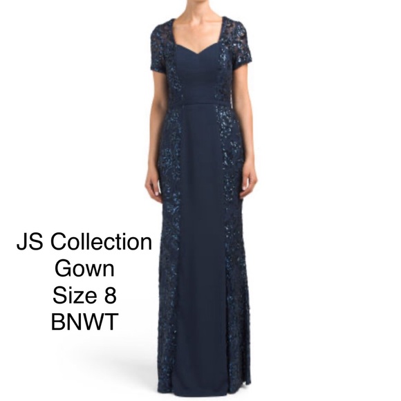 JS collection evening gown size 8 navy - Picture 1 of 4